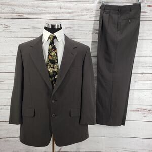 Christian Brooks Men's Gray Brown Striped 2 Piece Suit Set Size 43R
